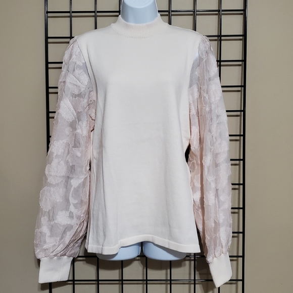 Sheer Sleeved Sweater Top - Picture 4 of 7